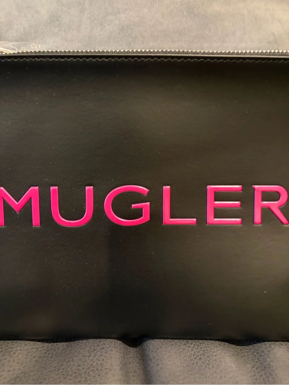 Mugler Black Pouch with Hot Pink Logo